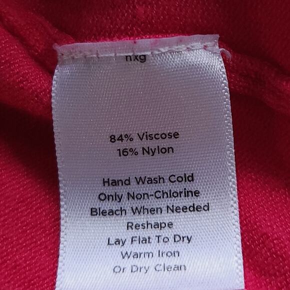 Talbots Open Cardigan Medium Petite Color is Raspberry Pink/Red, 3/4 Sleeves - Picture 5 of 6